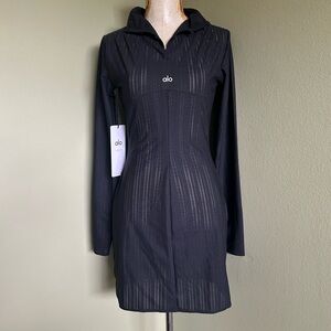 NWT ALO Yoga Black Long-Sleeve sheer Detail Dress